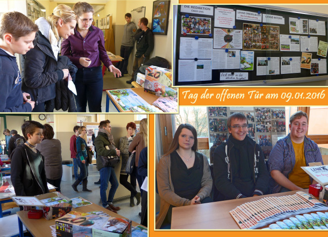Am Tag der offenen Tür der Lenné-Schule interessierten sich viele Besucher für die Schülerzeitung. 